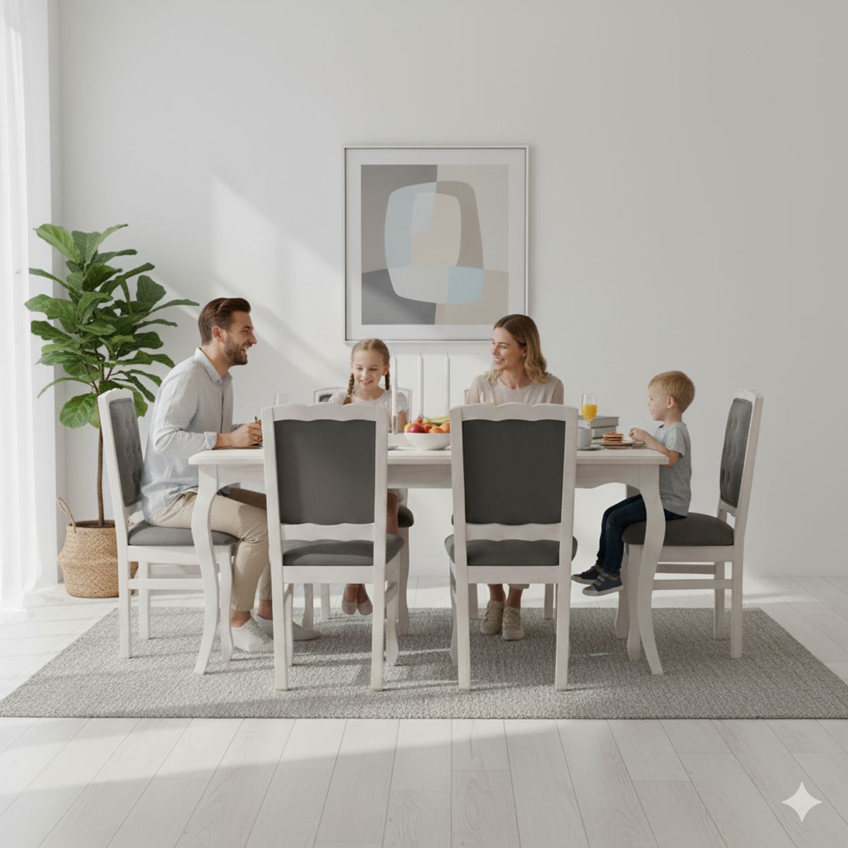 MUEBLES NATIVA - COMEDOR NORMANDO 90x160 Respaldo Tapizado gris