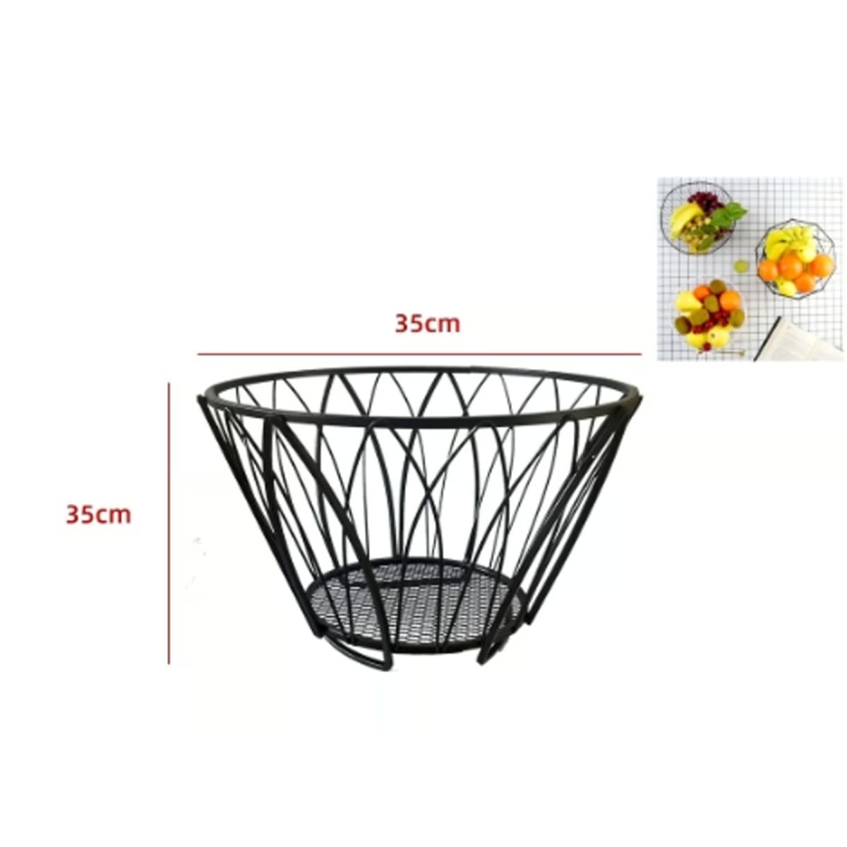 GENERICO - Frutero Metal Color Negro 35X35X11CM