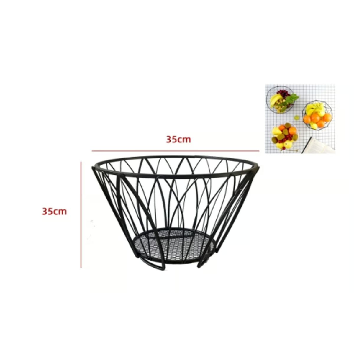 GENERICO - Frutero Metal Color Negro 35X35X11CM