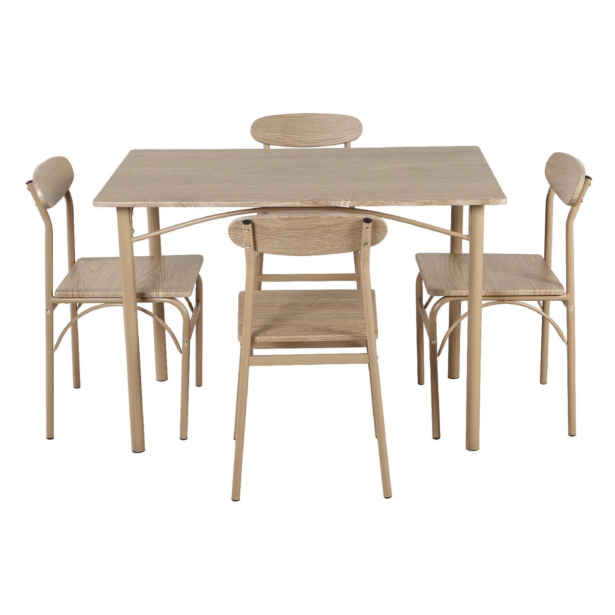 LUMAX - Juego Comedor Mesa + 4 Sillas Madera Champagne