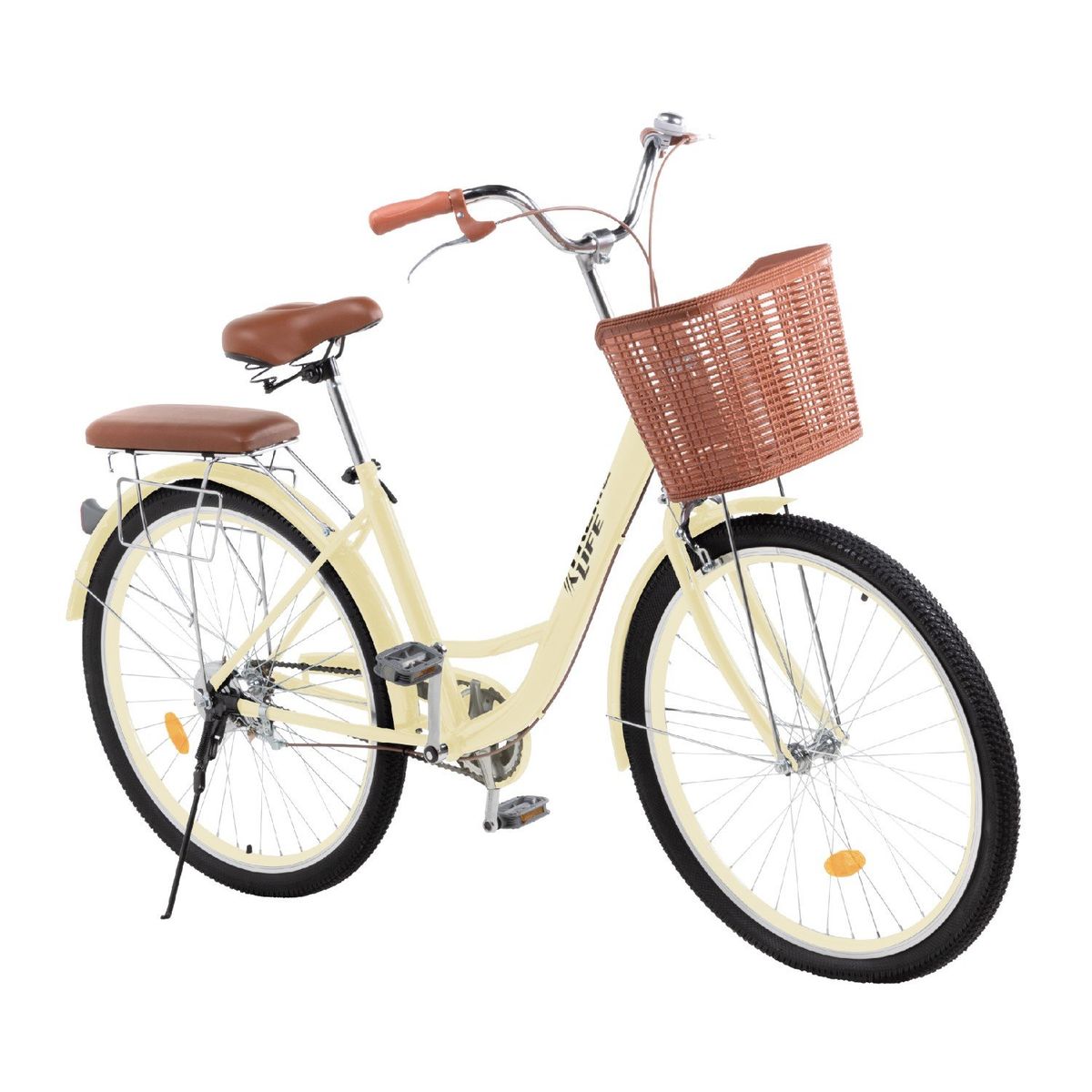 LUMAX - Bicicleta de Paseo Vintage Urbana Aro 26 para Mujer Beige