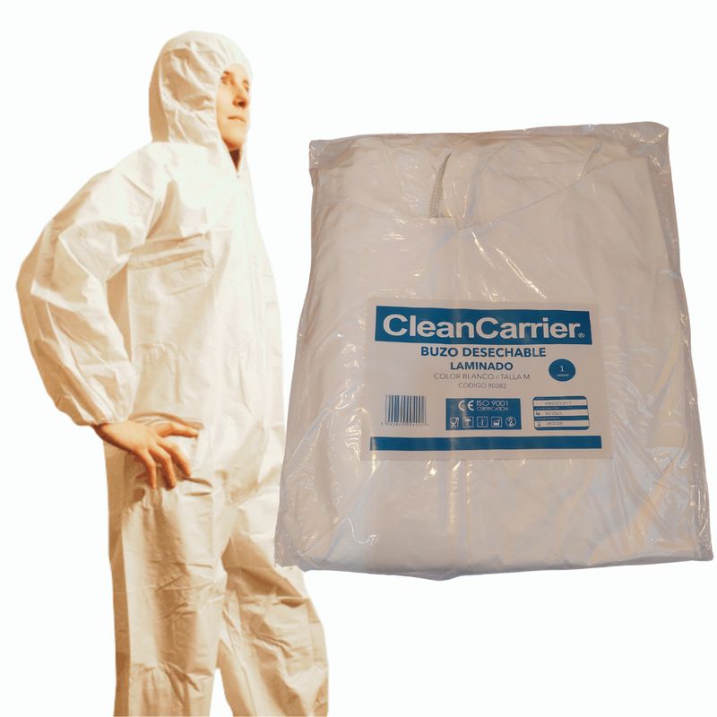 CLEANCARRIER - Buzo Desechable Polipropileno Blanco Cleancarrier - Talla L