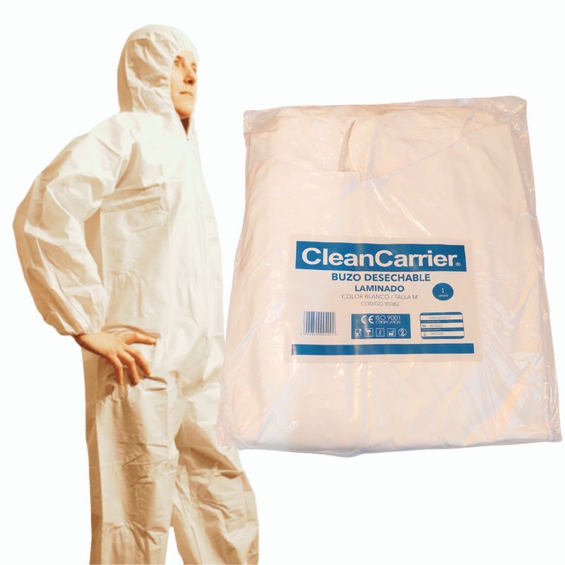 CLEANCARRIER - Buzo Desechable Polipropileno Blanco Cleancarrier - Talla M
