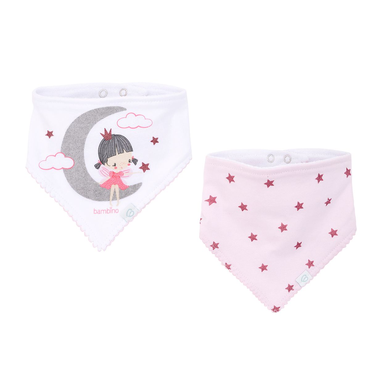 BAMBINO - Set 2 Babero Bandana Gris Niña Luna