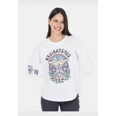 MAUI AND SONS - Polera ML Meditation Blanco Mujer