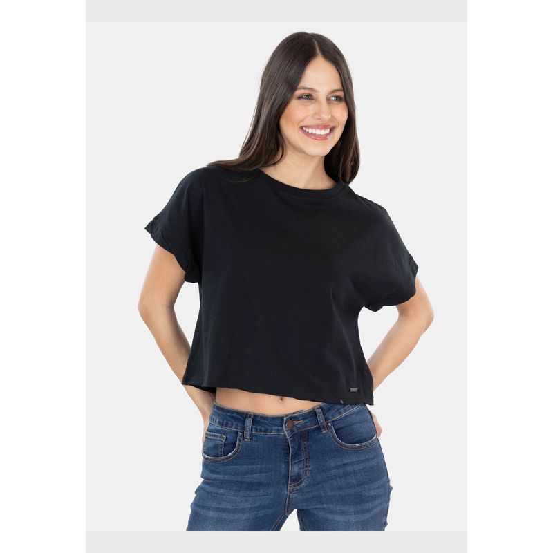 MAUI AND SONS - Polera MC Ontario Negro Mujer Maui And Sons