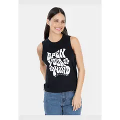 MAUI AND SONS - Polera MC Open Your Mind Negro Mujer