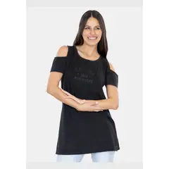 MAUI AND SONS - Polera MC Venice Beach Negro Mujer