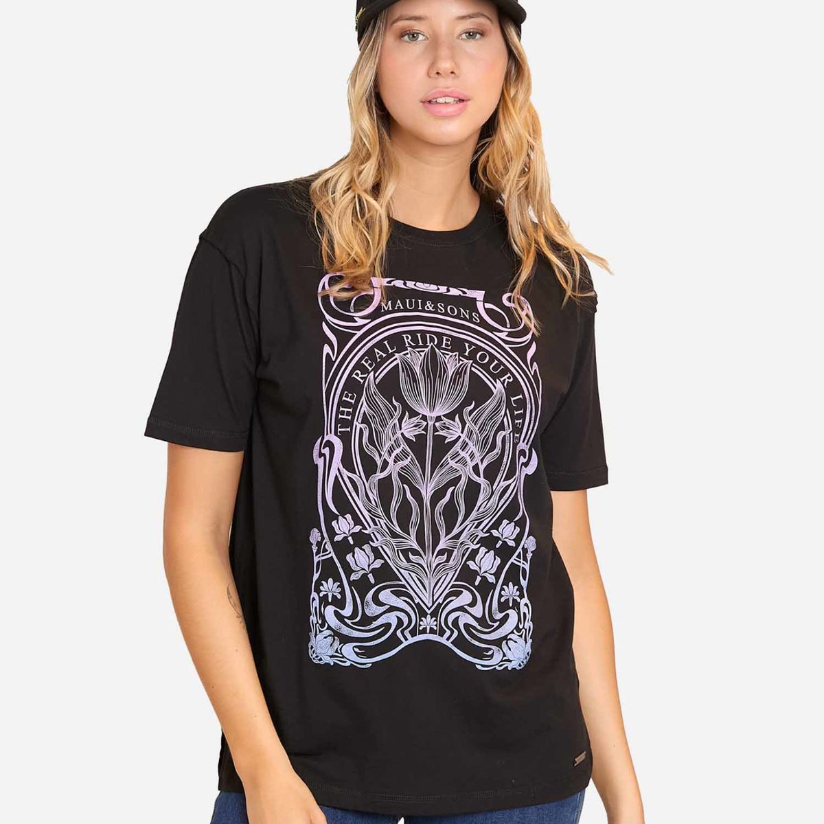 MAUI AND SONS - Polera MC Ride Your Life Negro Mujer Maui And Sons