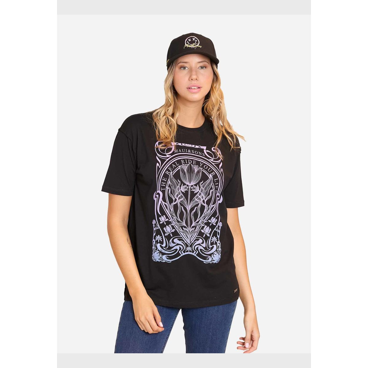 MAUI AND SONS - Polera MC Ride Your Life Negro Mujer Maui And Sons