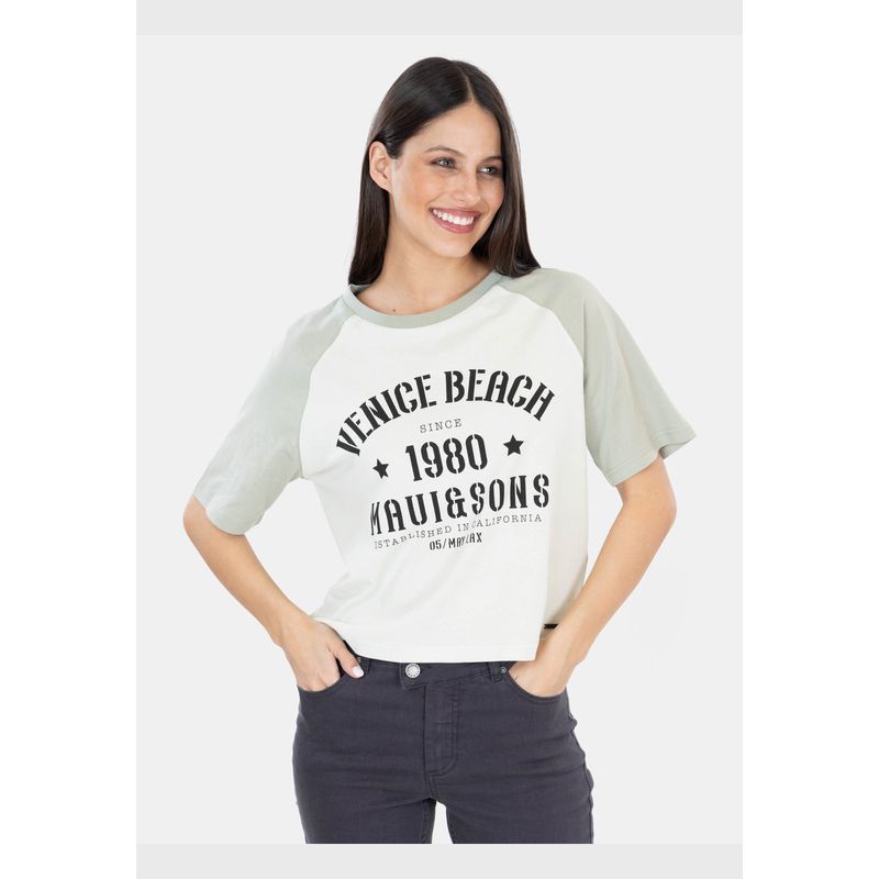 MAUI AND SONS - Polera MC Bell Verde Mujer Maui And Sons