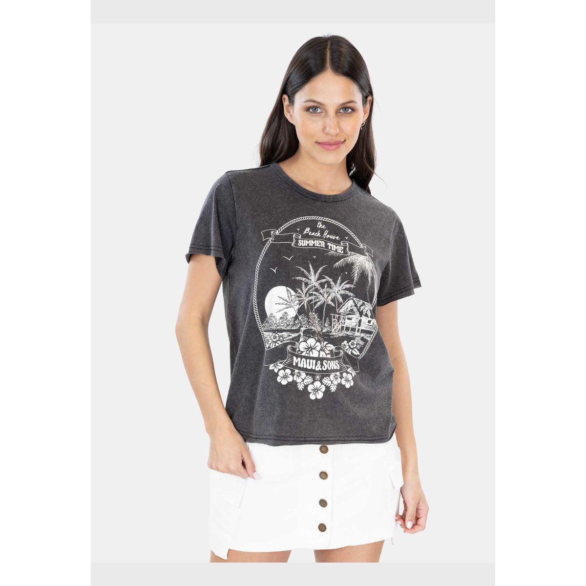 MAUI AND SONS - Polera MC Beach House Negro Mujer Maui And Sons