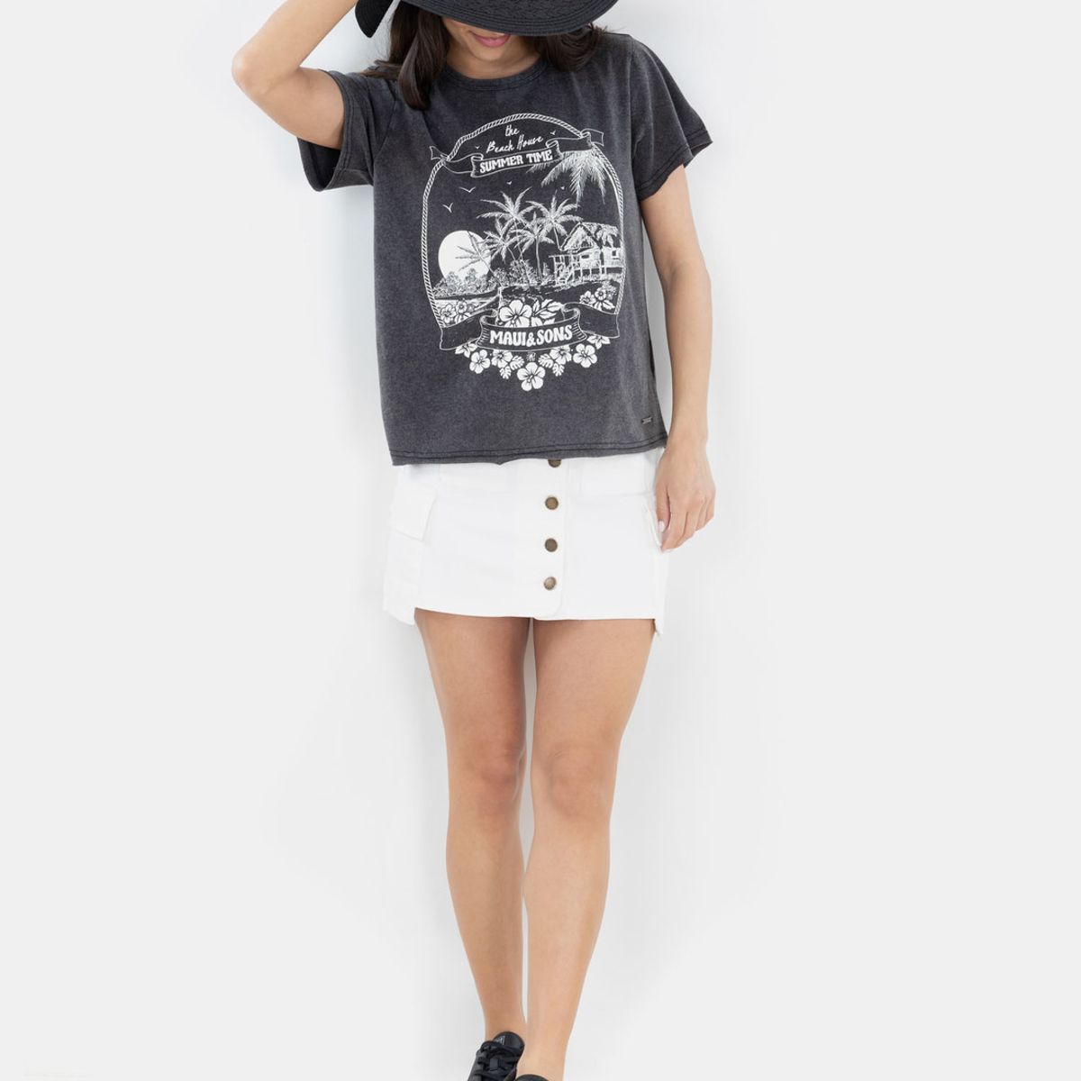 MAUI AND SONS - Polera MC Beach House Negro Mujer Maui And Sons