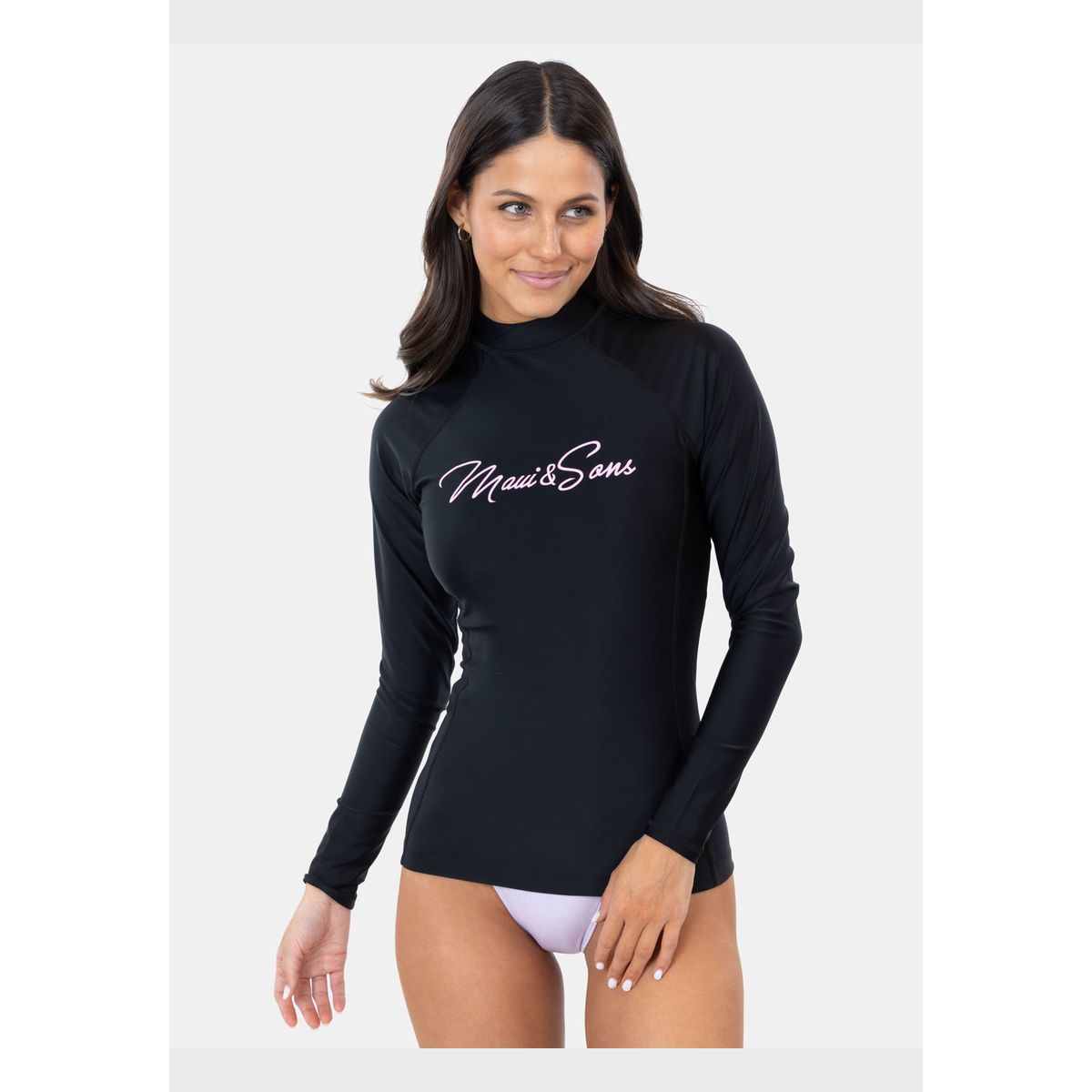 MAUI AND SONS - Polera UVP Pinky Rashguard Negro Mujer Maui And Sons