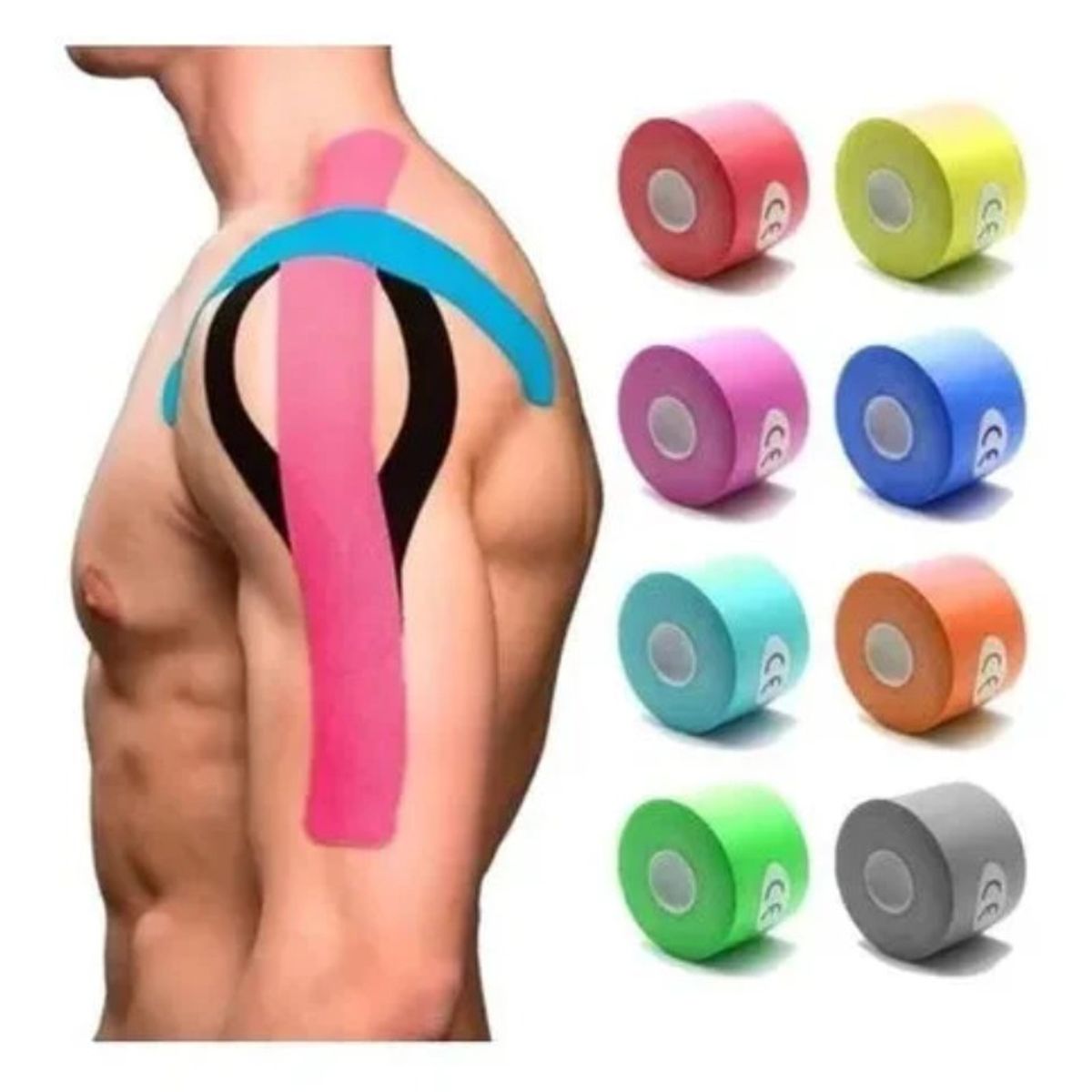 GENERICO - Pack 3 Tape Kinesiologico 5cm X 5 Mts Vendaje Neuromuscular