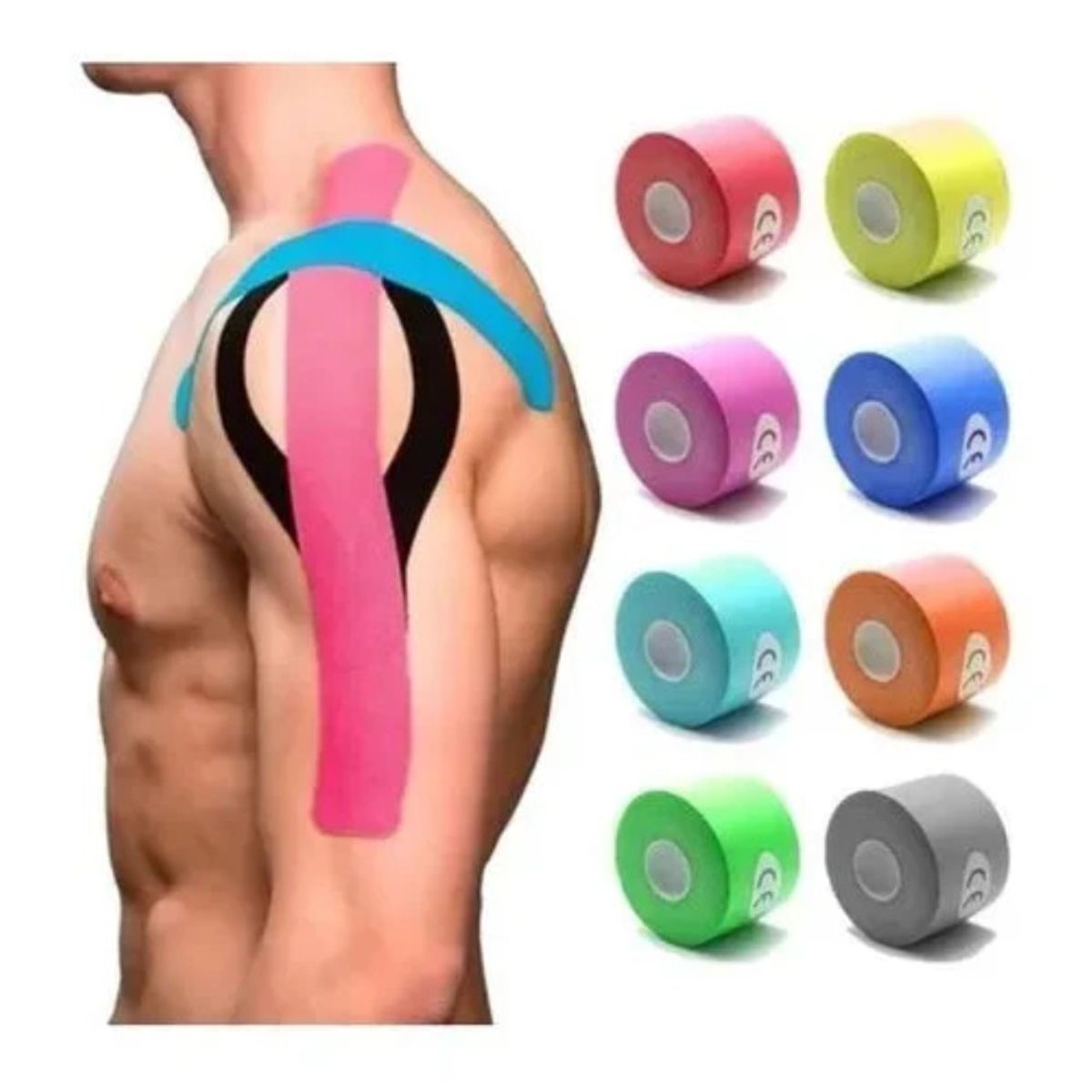 GENERICO - Pack 3 Tape Kinesiologico 5cm X 5 Mts Vendaje Neuromuscular