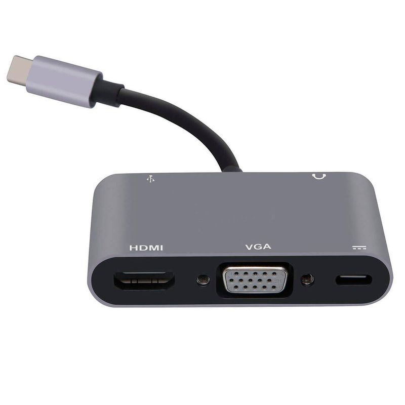 JOIGO - Adaptador USB-C 5 En 1 HDMI 4k+Usb3.0+VGA+Aux+PD