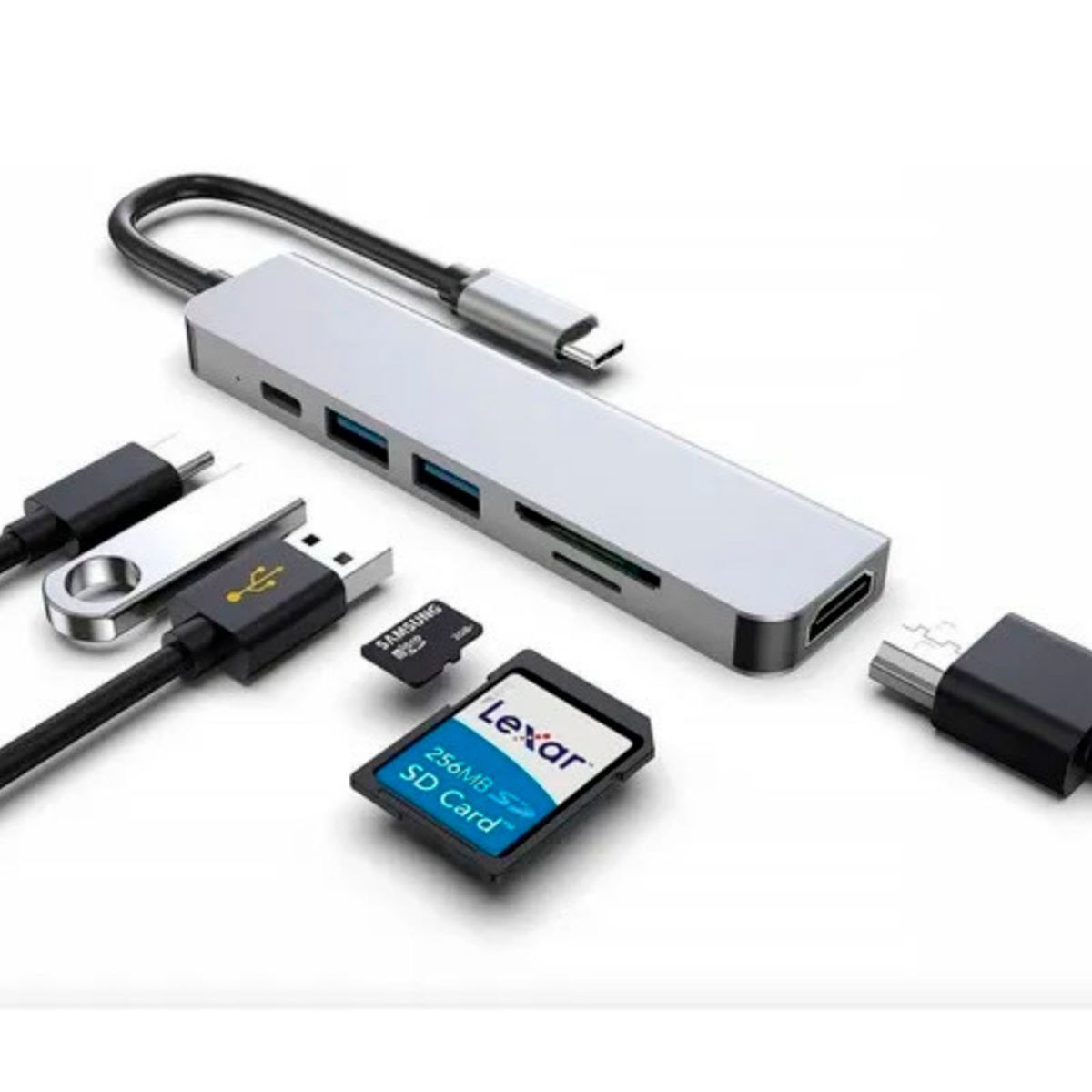 MOTOMO - Adaptador USB-C 6 En 1 BYL-2010 HDMI 4k+Usb3.+Usb2+SD+TF+PD