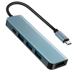 MOTOMO - Adaptador USB-C 5 En 1 HD Suport 4k+Usb2.+Usb3.+Pd