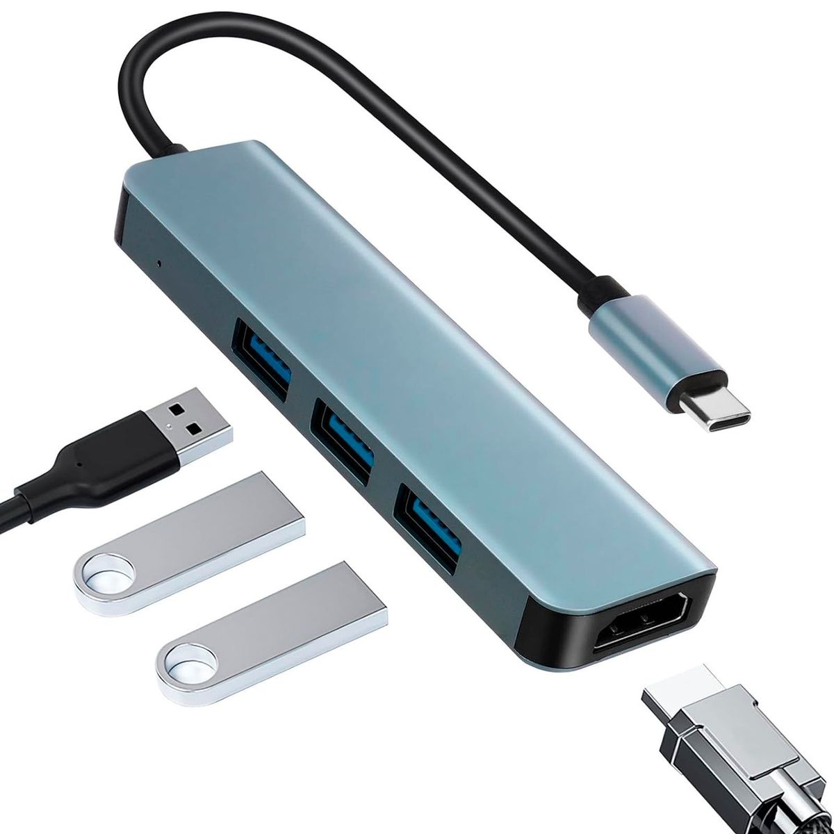 MOTOMO - Adaptador USB-C 4 En 1 Hd Suport 4k+ 2Usb2.0+ Usb3