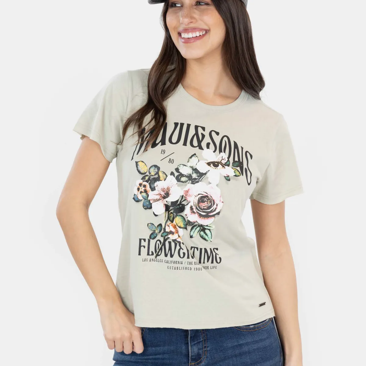 MAUI AND SONS - Polera MC Lawndale Verde Mujer Maui And Sons