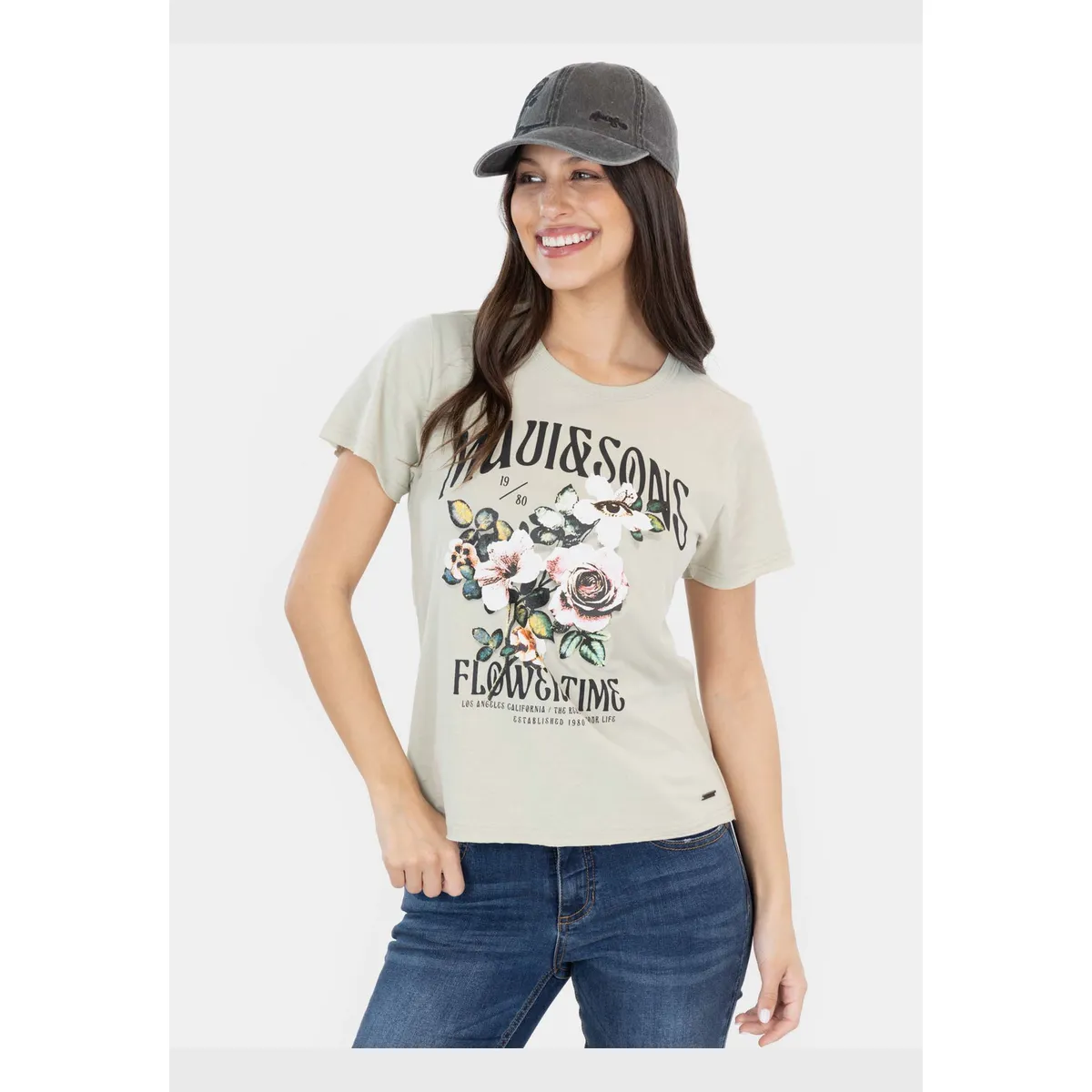 MAUI AND SONS - Polera MC Lawndale Verde Mujer Maui And Sons