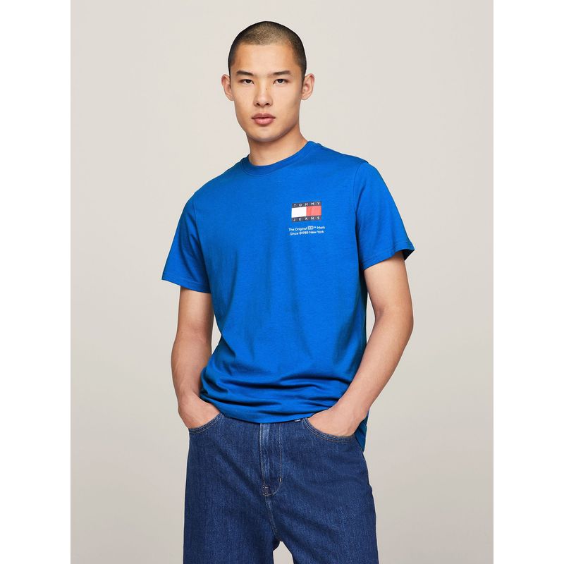 TOMMY HILFIGER - Polera Essential Con Logo Azul Tommy Jeans