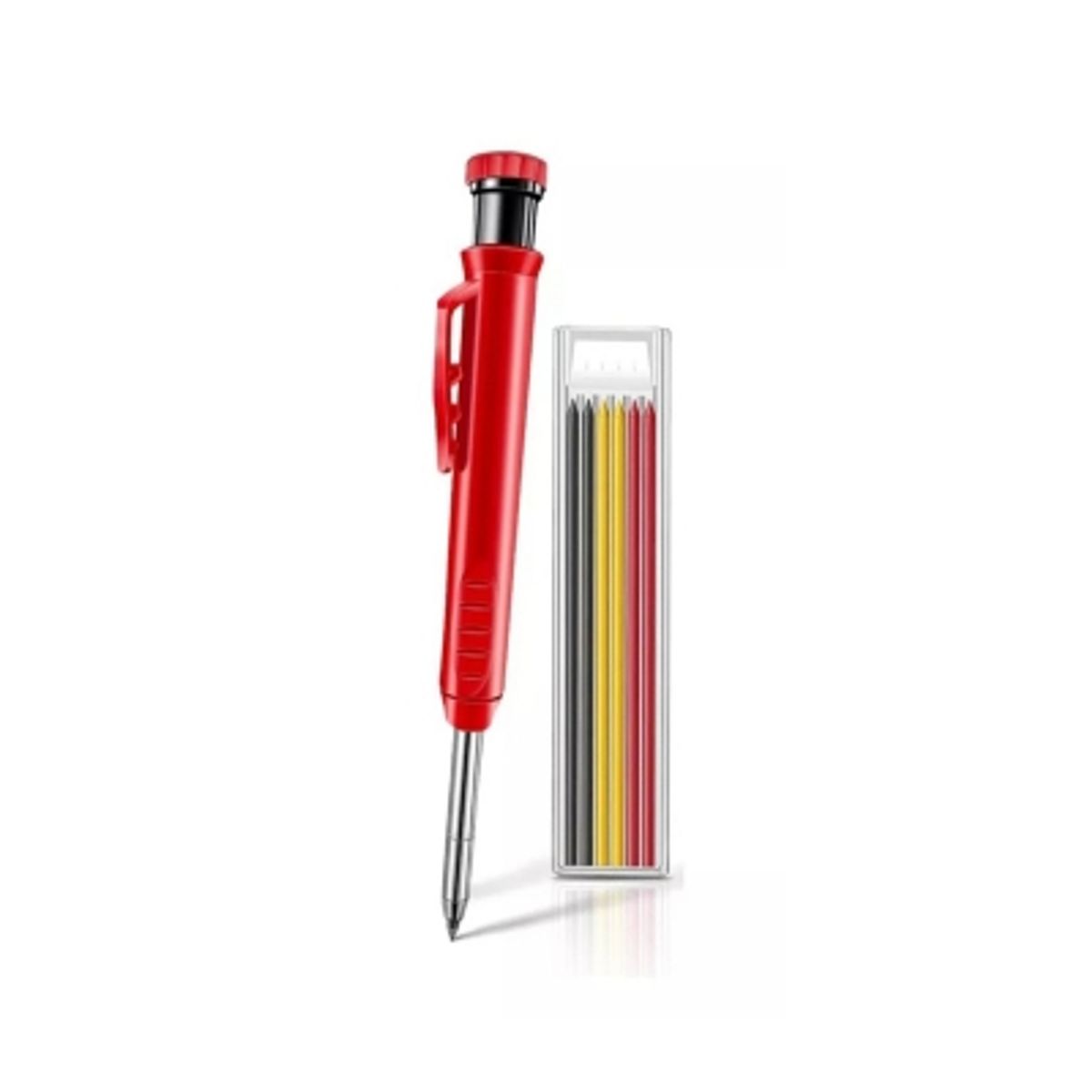 GENERICO - Lápiz Carpintero Profesional 6 Minas Marcador Solido Plomo