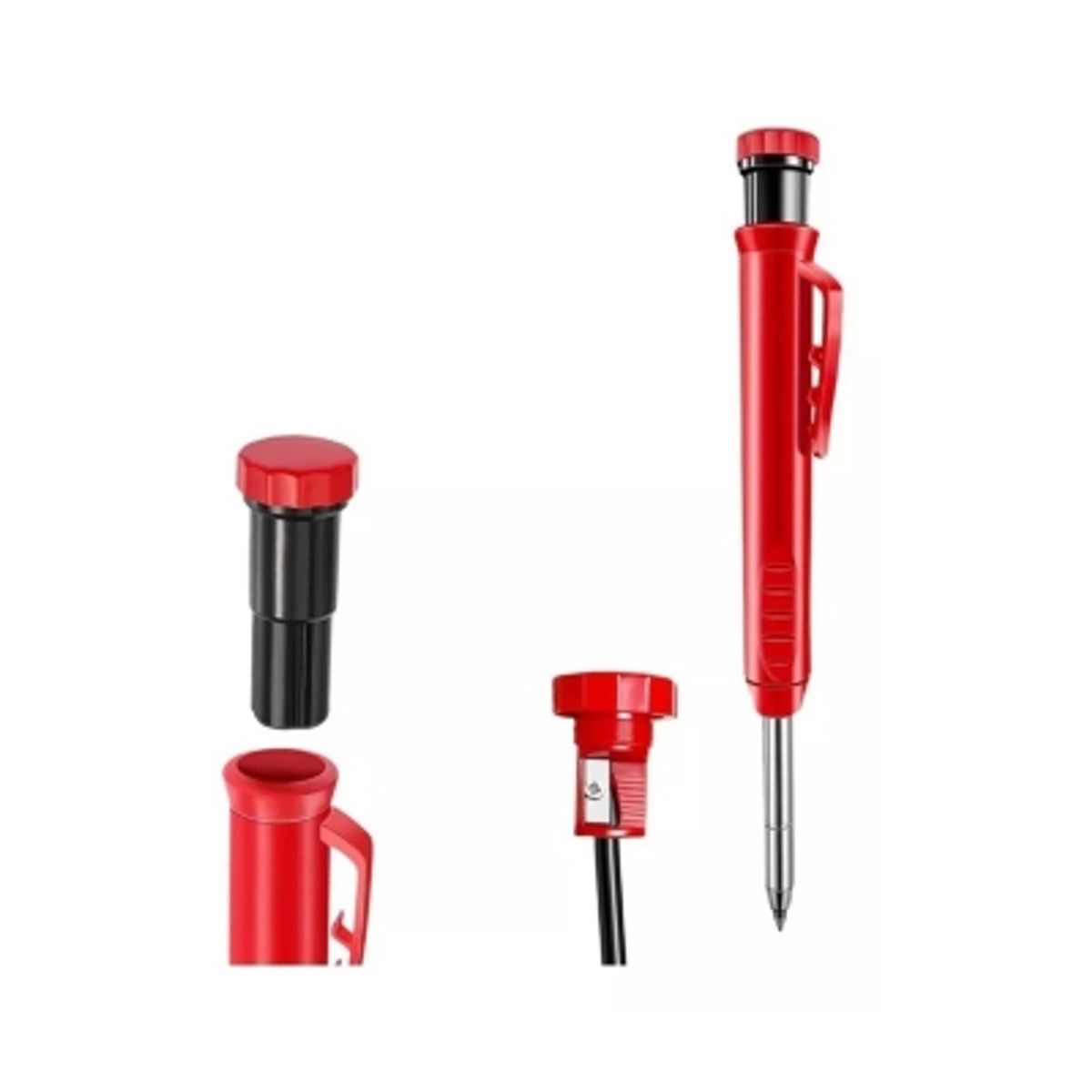 GENERICO - Lápiz Carpintero Profesional 6 Minas Marcador Solido Plomo