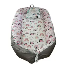 FIGLIO - Nido Colecho Bebe Cama Cojin Diseño Diseño Arcoiris Rosa