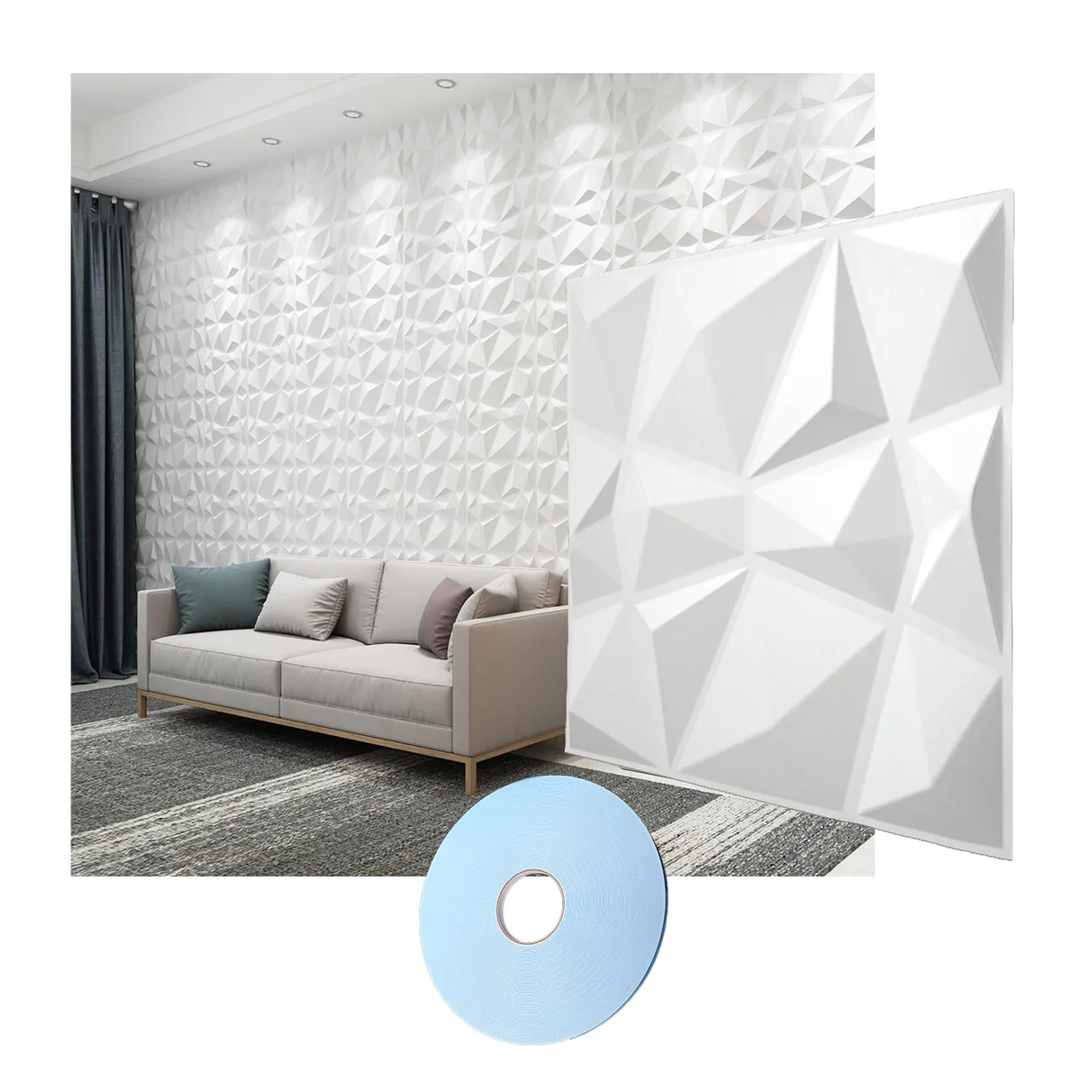 MERCAR RAY - Wall Panel Decorativo 3D PVC Mountain 3m² 12 paneles 50x50cm
