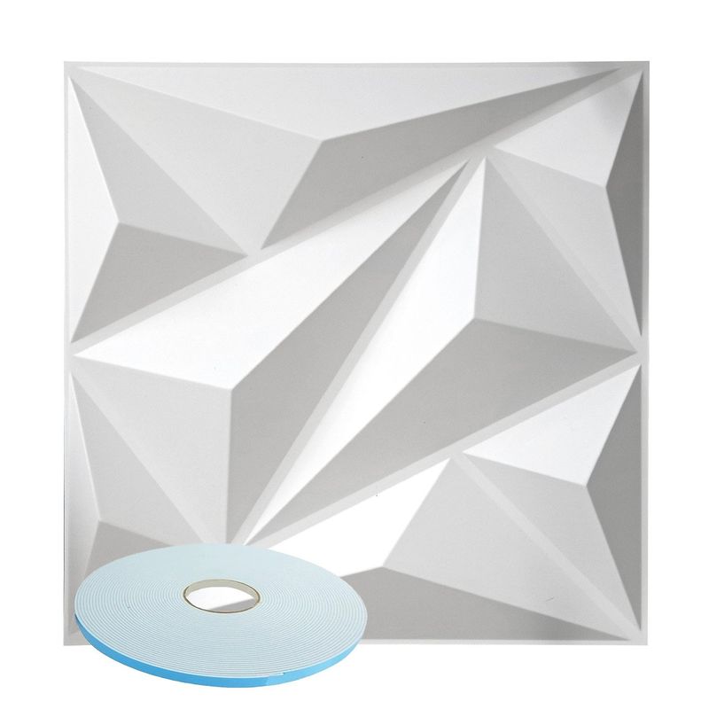 MERCAR RAY - Panel Decorativo 3D PVC Blanco 3m² 12 paneles 50x50cm