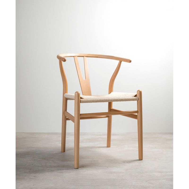 GENERICO - Silla Wishbone Madera De Haya Para Comedor VenHoouse Natural
