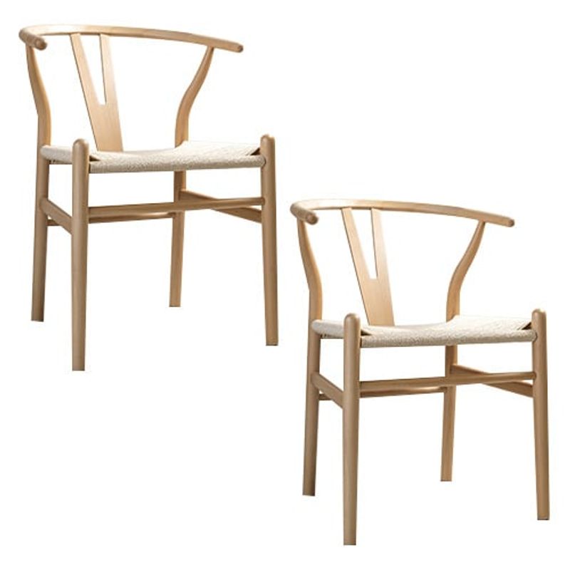 GENERICO - Pack 2 Sillas Wishbone Madera De Haya Para Comedor VenHoouse Natural