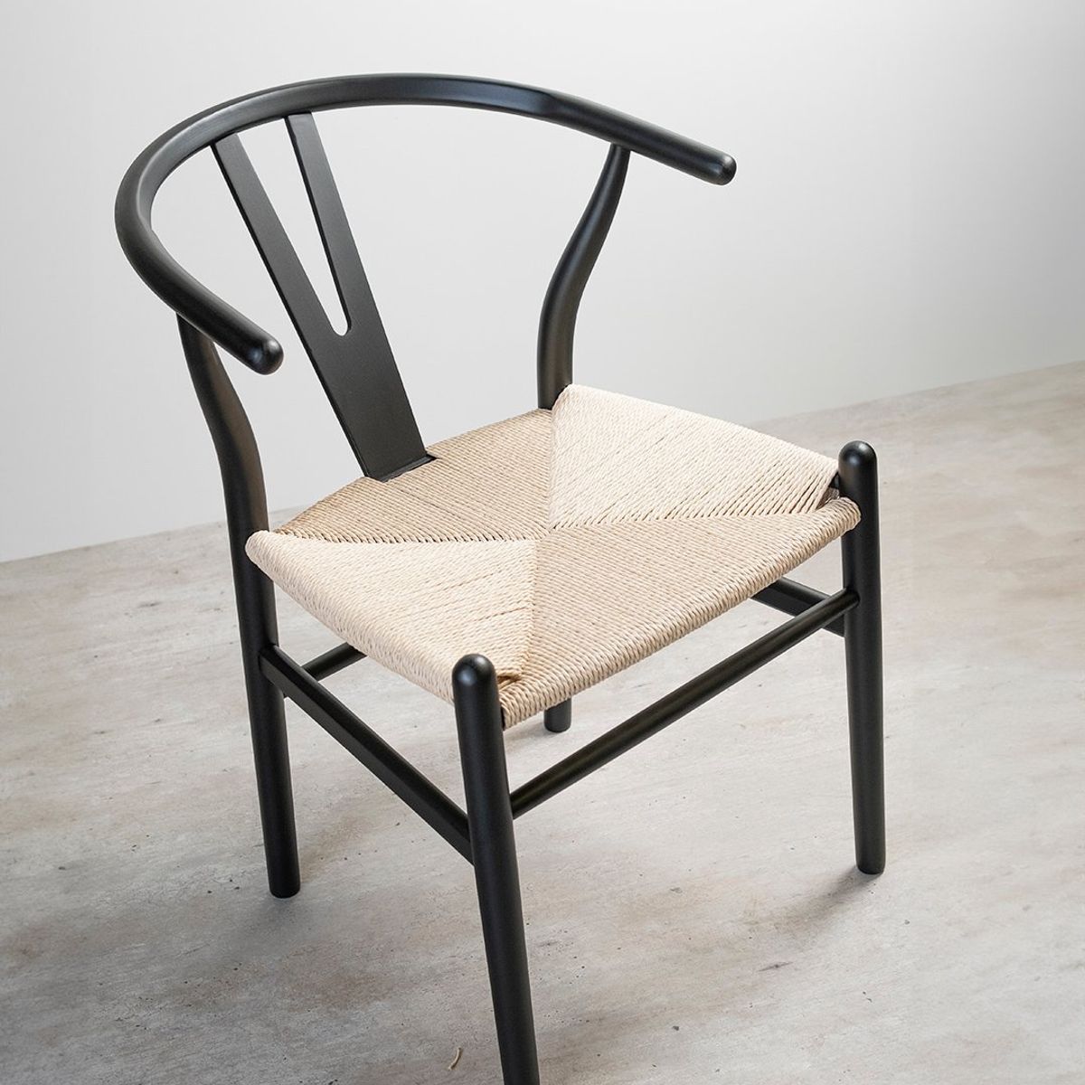 GENERICO - Silla Wishbone Madera De Haya Para Comedor VenHoouse Negras