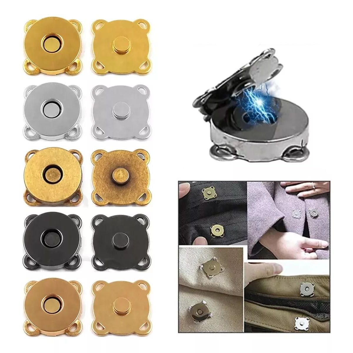 KUANGYE - 50 Par Botón Magnético 14mm Broche Metal Imán Coser Costura