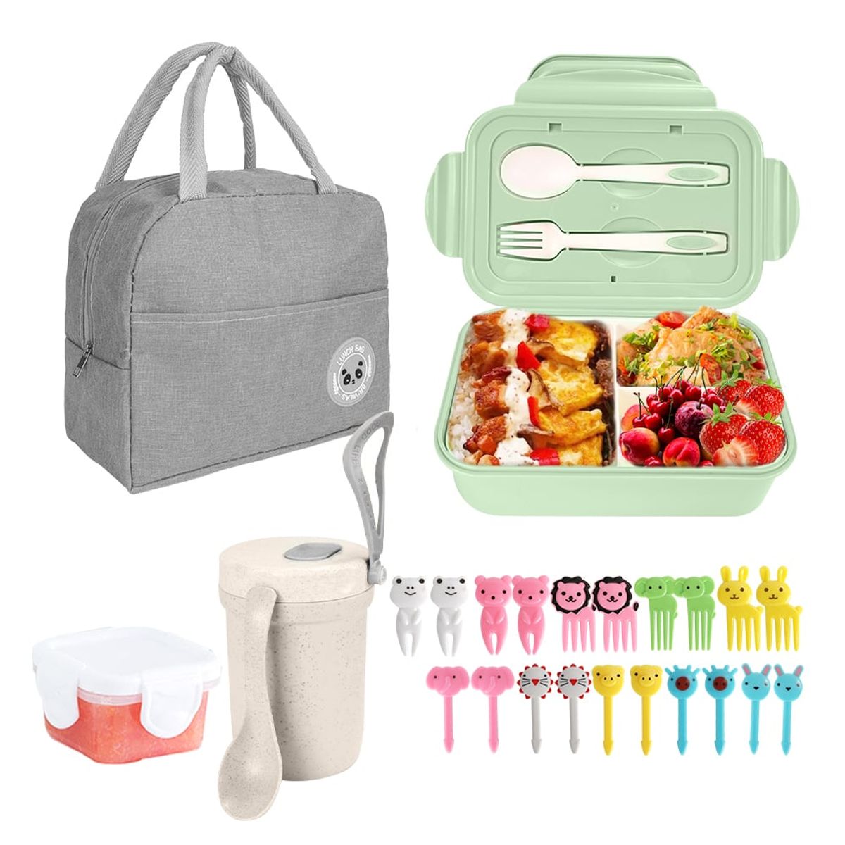 LUKOVEE - Bolso Lonchera Térmica Y Fiambrera Set Para Niños Adultos