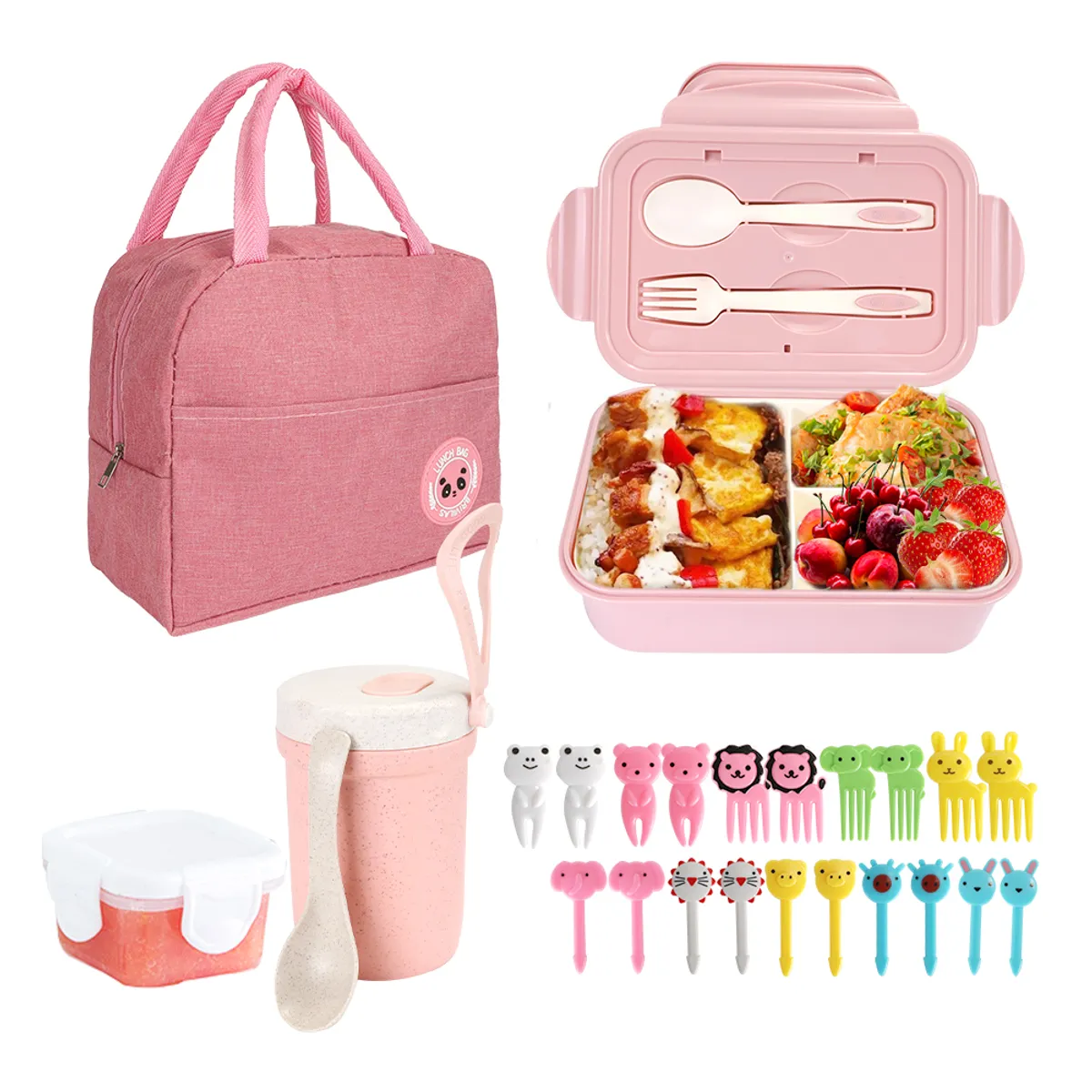 LUKOVEE - Bolso Lonchera Térmica Y Fiambrera Set Para Niños Adultos