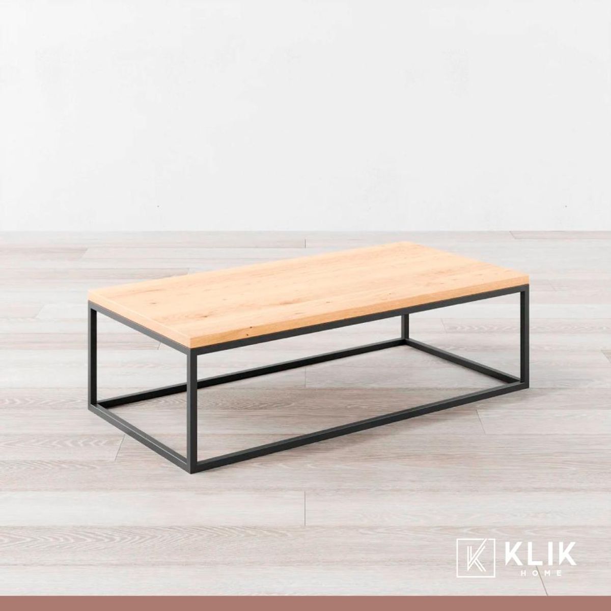 KLIK - Mesa de centro rectangular 110x60 - Madera Clara - Café Claro