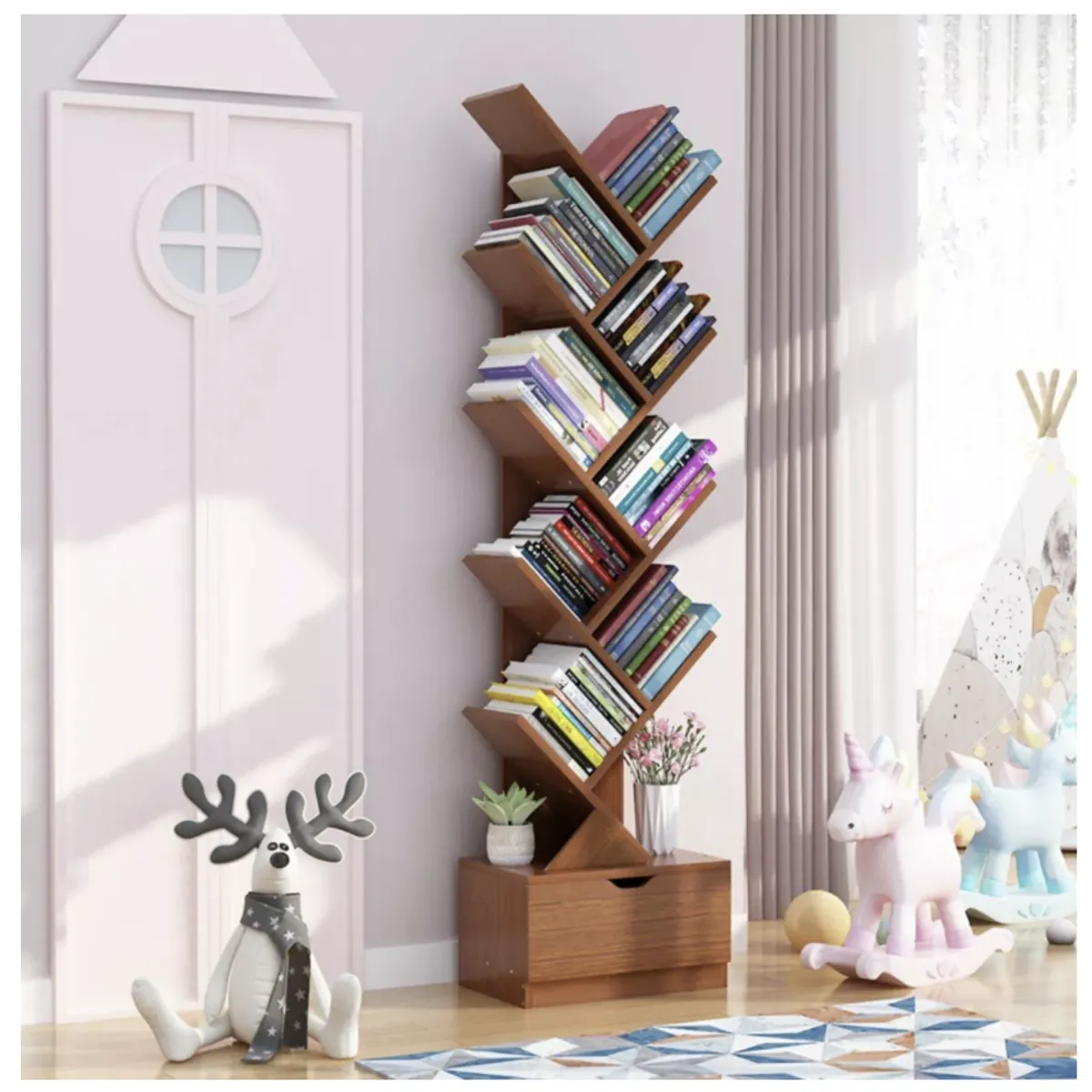 HOMER DESIGN - Biblioteca Librero De Arbol Organizador De Libros Alto 147cm