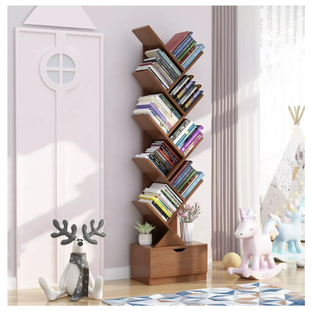 HOMER DESIGN - Biblioteca Librero De Arbol Organizador De Libros Alto 147cm