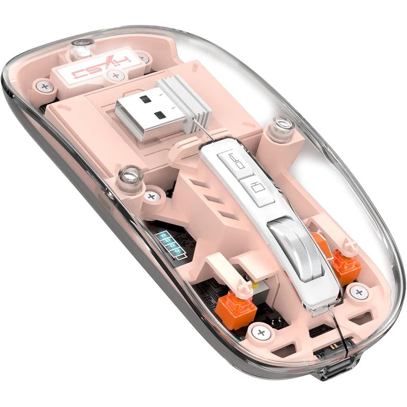 LUKOVEE - Mouse Inalámbrico Recargable Ratón Diáfano Bluetooth 24 G