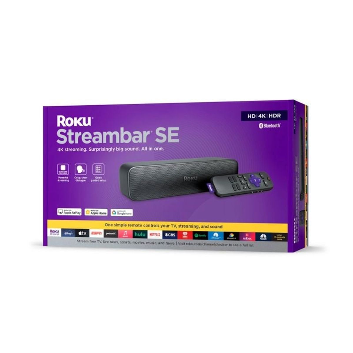 ROKU - Roku Streambar SE 2 en 1 Barra de Sonido con soporte Streaming Negro