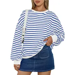 BLWOENS - Polera de manga larga de primavera y otoño para mujeres - Azul