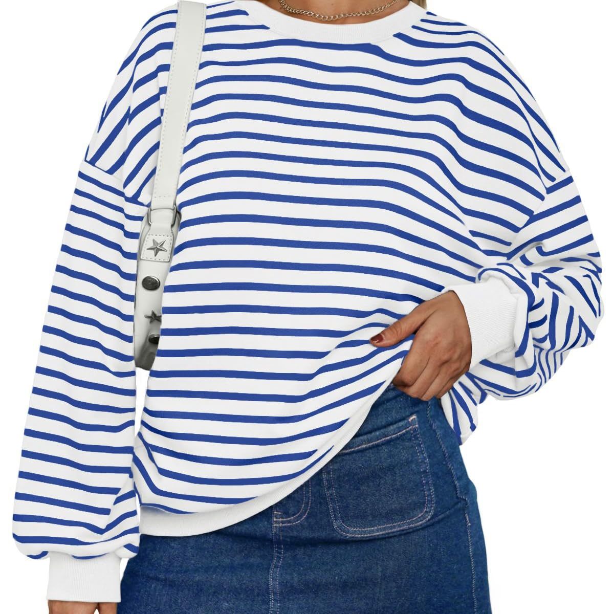 BLWOENS - Polera de manga larga de primavera y otoño para mujeres - Azul