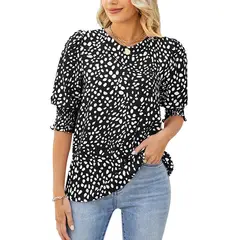 BLWOENS - Polera de manga corta de verano para mujeres - Negro
