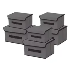 MUNDO MAGIA - 6 Unidades Cajas Organizadoras De Tela Plegables Con Tapas