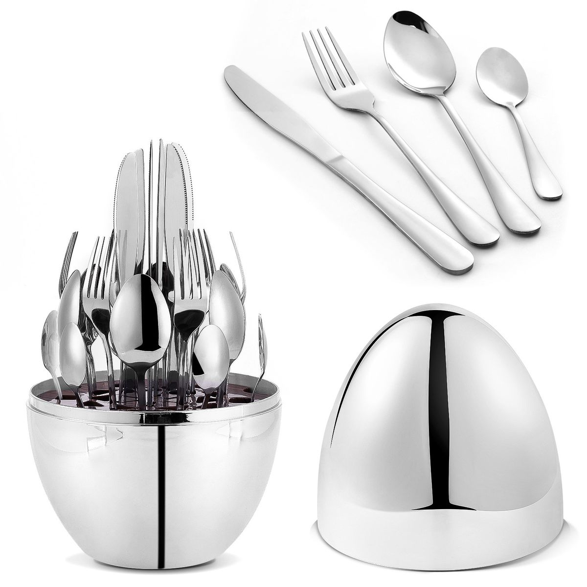 BLUEDREAMER - Juego de vajilla de acero inoxidable de 24 piezas.