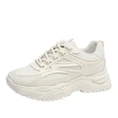 SHANDIAN - Zapatillas Plataforma Mujer Beige
