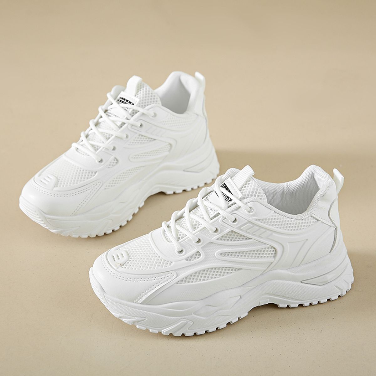 SHANDIAN - Zapatillas Plataforma Mujer Beige